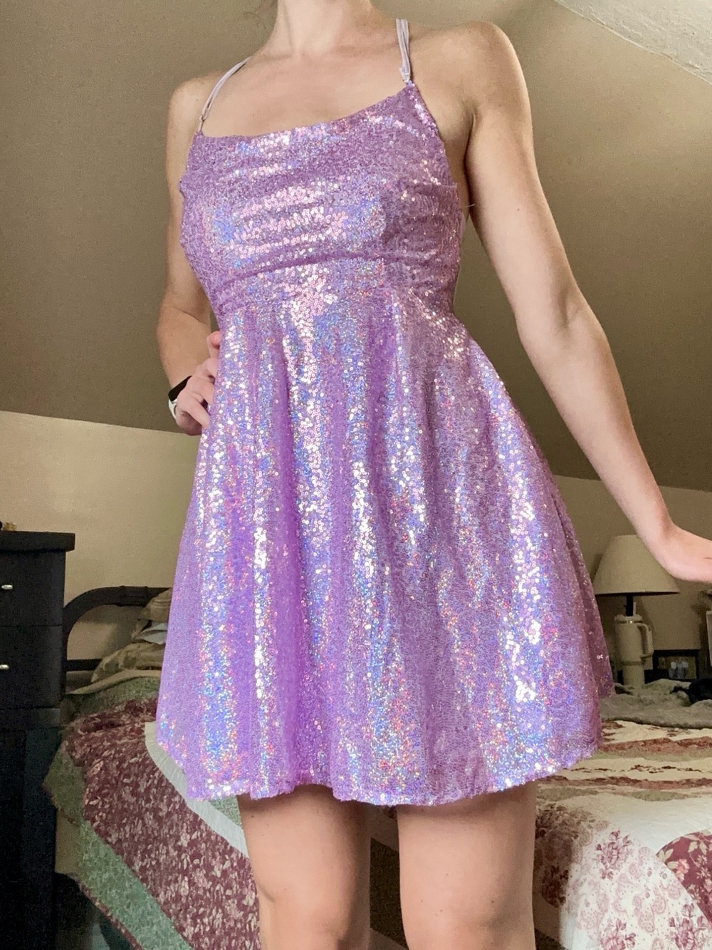 Purple Sequin Party Dress